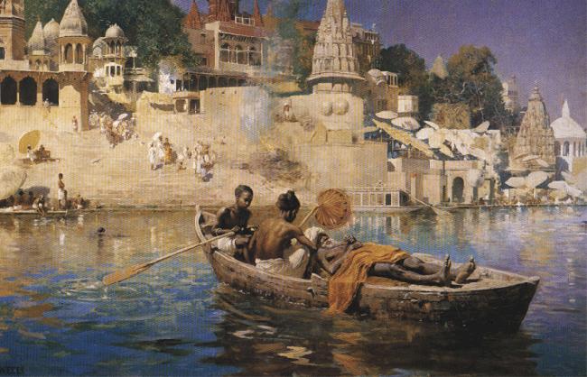 Edwin Lord Weeks The Last Voyage-A Souvenir of the Ganges, Benares. oil painting picture